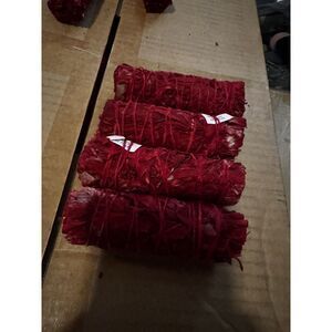 4 Count Chakra Californian White Sage Smudge Stick 3-4" Red Accent